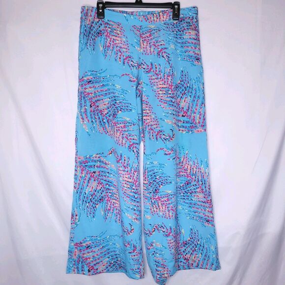 Lilly Pulitzer Pants - Lilly Pulitzer Pants Large Colorful Middleton Palazzo Shorely Blue Wide Leg
